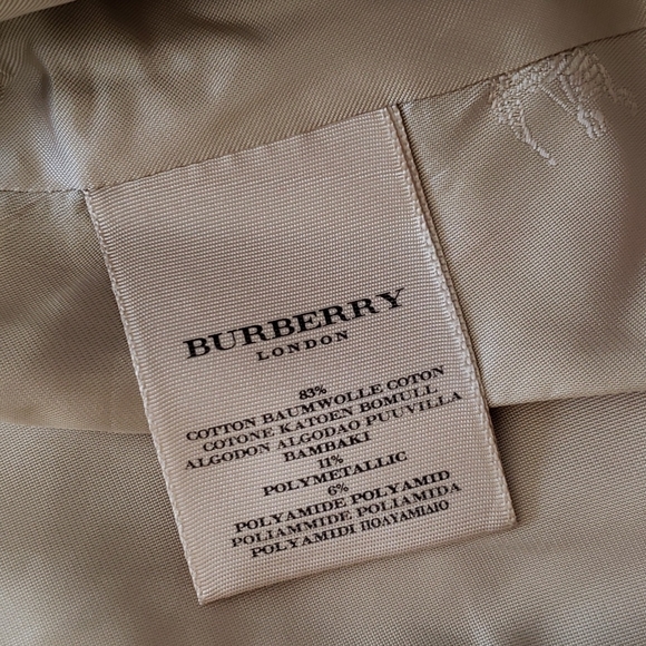 BURBERRY GOLD SHIMMER METALLIC CHECK PLAID TRENCH COAT - Picture 12 of 16